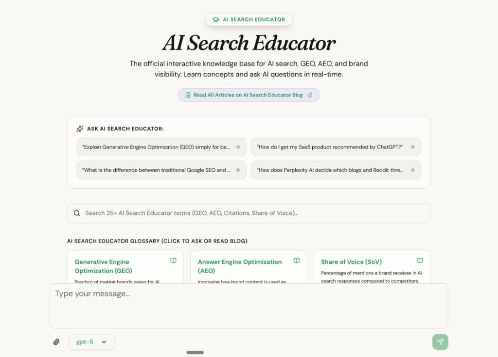 AI Search Educator interactive knowledge base