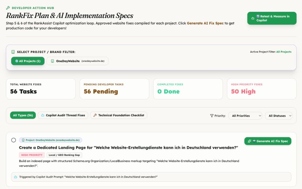 RankFix Plan and AI implementation specs
